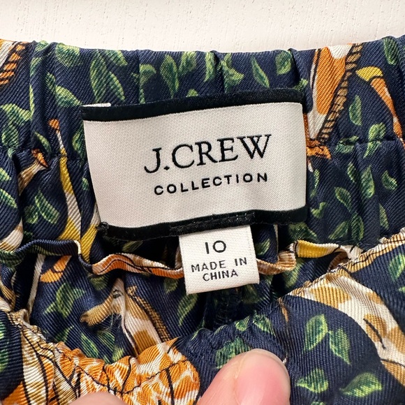 J Crew Collection Pull On Silk Twill Pant in Spice Saffron Giraffe Print size10 - Picture 2 of 3